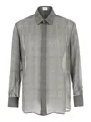 Saint Laurent Grey Shirt With Pointed Collar In Lightweight Silk Man In Gray