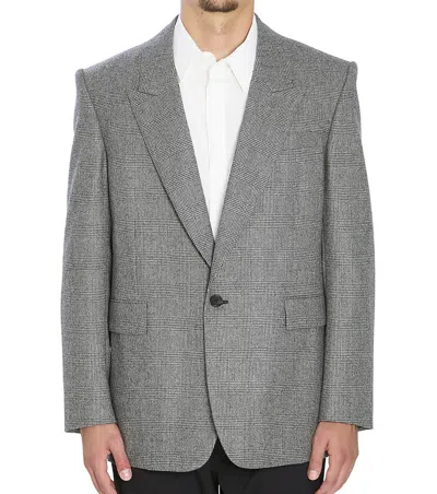 Saint Laurent Grey Single Breasted Blazer In Gray
