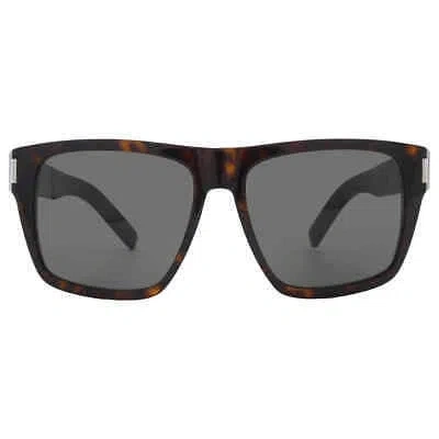 Pre-owned Saint Laurent Grey Square Ladies Sunglasses Sl 424 002 56 Sl 424 002 56 In Gray