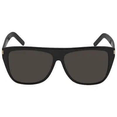Pre-owned Saint Laurent Grey Square Unisex Sunglasses Sl 1 Slim 001 59 Sl 1 Slim 001 59 In Gray