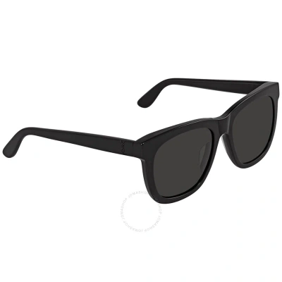 Saint Laurent Grey Square Unisex Sunglasses Slm24k 001 55 In Black / Grey