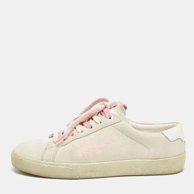 Pre-owned Saint Laurent Grey Suede Court Classic Low Top Sneakers Size 37.5