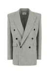 Saint Laurent Lapels Wool Blazer Notched In Gray