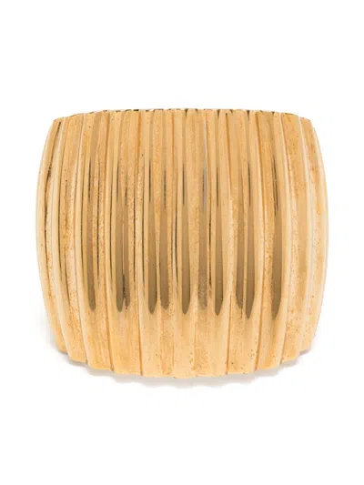 Pre-owned Saint Laurent Groove Cuff Bracelet In Gold