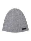 Saint Laurent Grye Beanie With Logo Patch In Cashmere Man In Gray