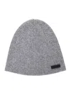 Saint Laurent Grye Beanie With Logo Patch In Cashmere Man In Gray