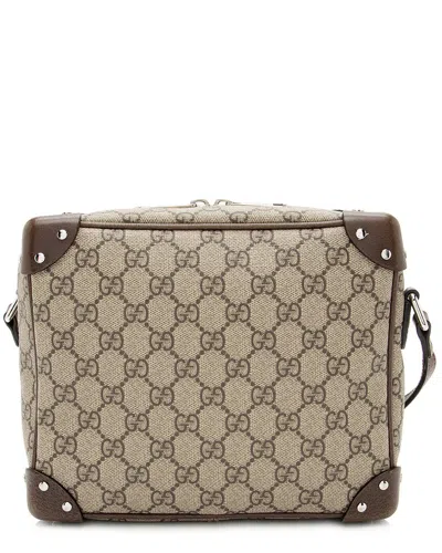 SAINT LAURENT GUCCI BEIGE & BROWN GG SUPREME COATED CANVAS SOFT TRUNK BAG (AUTHENTIC PRE- LOVED)