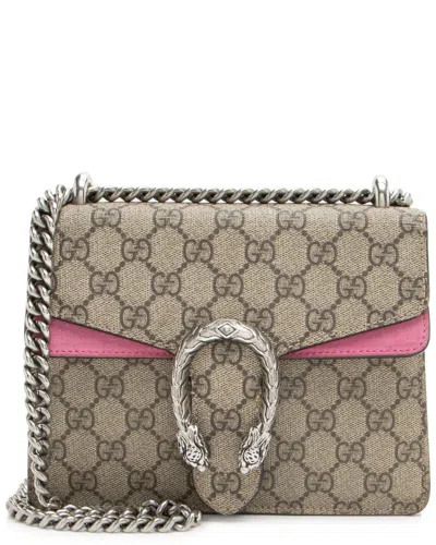 Saint Laurent Gucci Beige & Pink Gg Supreme Coated Canvas Dionysus Small Shoulder Bag (authentic Pre-loved) In Nude