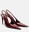 Saint Laurent Guermantes Slingback Pumps In Red Patent Leather In Burgundy