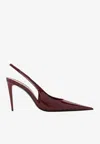 Saint Laurent Guermantes Slingback Pumps In Red Patent Leather In Burgundy