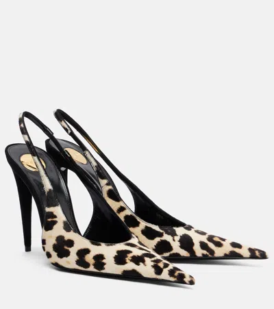 Saint Laurent Guermantes Calf Hair Slingback Pumps In Multi