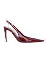 Saint Laurent Guermantes Slingback Pumps In Red Patent Leather In Burgundy