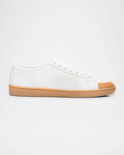 Saint Laurent Gym Leather Low-top Sneakers In White