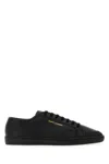 Saint Laurent Leather Sneakers With Almond Toe And Perforated Style In Black