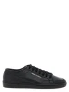 Saint Laurent Leather Sneakers With Almond Toe And Perforated Style In Black
