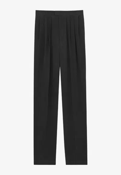 Saint Laurent Habotai Silk Pants In Black
