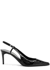 Saint Laurent Vendome Slingback Pumps In Crocodile-embossed Leather In Black