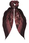 Saint Laurent Paisley Silk Satin Scrunchie In Sienna & Gold