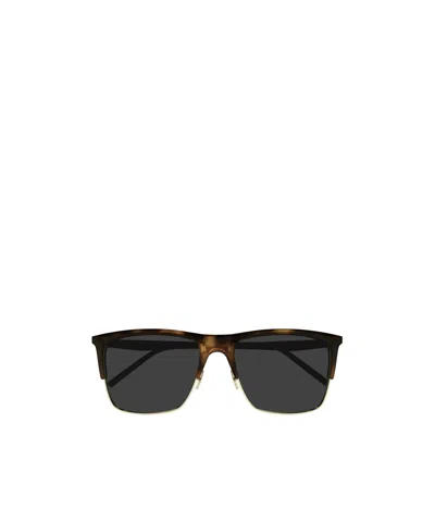 Saint Laurent Half-frame Sunglasses In Black