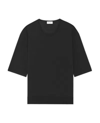 Saint Laurent Half-length Sleeve T-shirt In Black