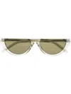 Saint Laurent Logo Round Half-moon Acetate Sunglasses In Green