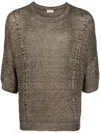 Saint Laurent Half-sleeve Knitted Top In Schwarz