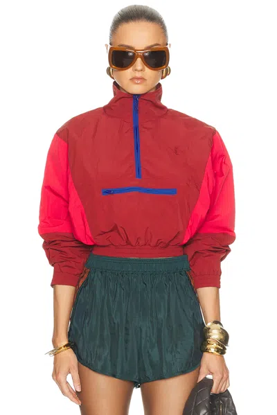Saint Laurent Half Zip Sweatshirt In Rouge Fonce