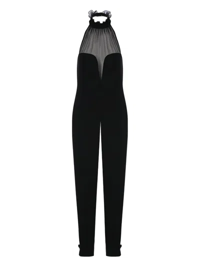 Saint Laurent Halterneck Jumpsuit In Black