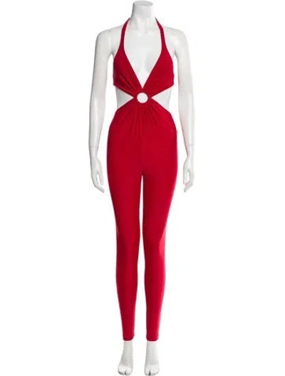 Pre-owned Saint Laurent Halterneck Jumpsuit In Red