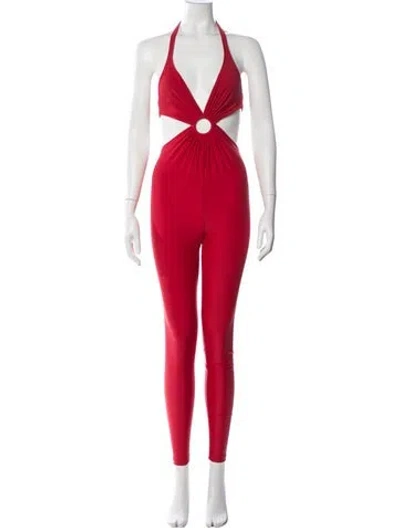 Pre-owned Saint Laurent Halterneck Jumpsuit In Red