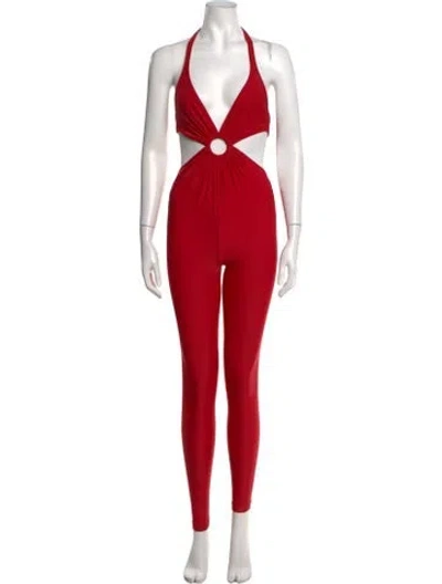 Pre-owned Saint Laurent Halterneck Jumpsuit In Red