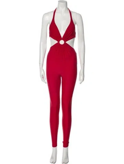 Pre-owned Saint Laurent Halterneck Jumpsuit W/ Tags In Red