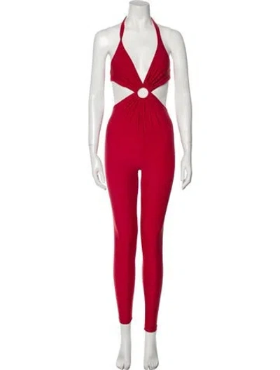 Pre-owned Saint Laurent Halterneck Jumpsuit W/ Tags In Red