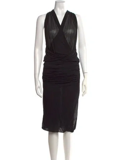 Pre-owned Saint Laurent Halterneck Midi Length Dress W/ Tags In Black