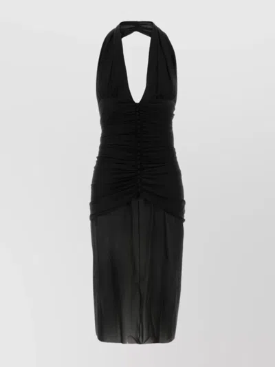 Saint Laurent Abito In Crepe Nero Donna In Black