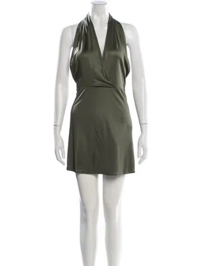 Pre-owned Saint Laurent Halterneck Mini Dress In Green