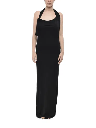 Saint Laurent Halterneck Open-back Maxi Dress In Black