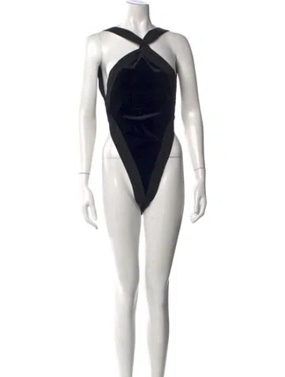 Pre-owned Saint Laurent Halterneck Sleeveless Bodysuit In Black