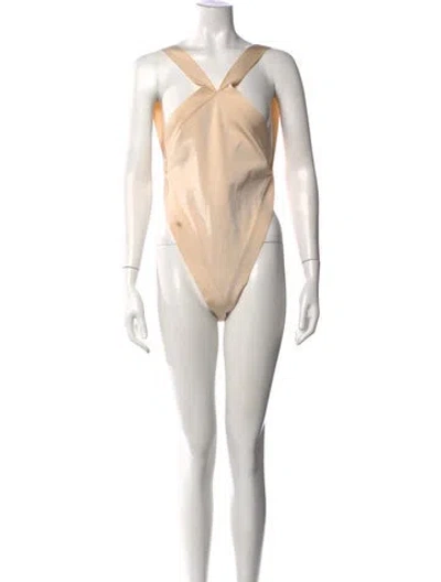Pre-owned Saint Laurent Halterneck Sleeveless Bodysuit In Neutrals