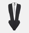 Saint Laurent Halterneck Swimsuit In Black