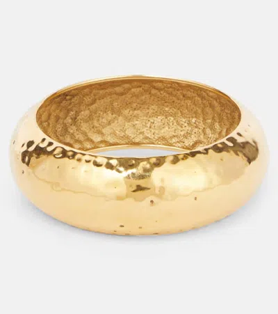 Saint Laurent Hammered Bangle In Gold