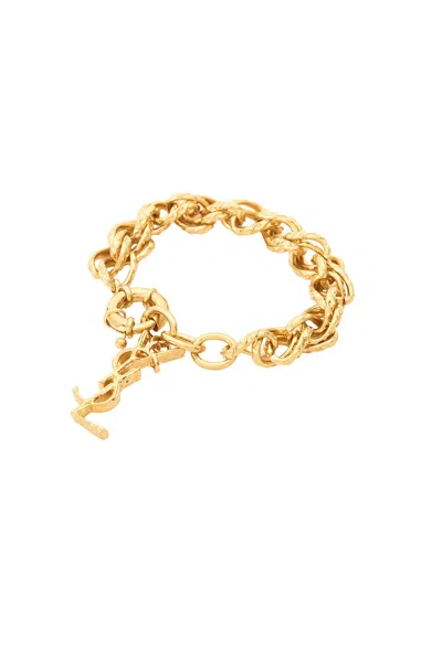 Saint Laurent Cassandre Chain Bracelet In Gold