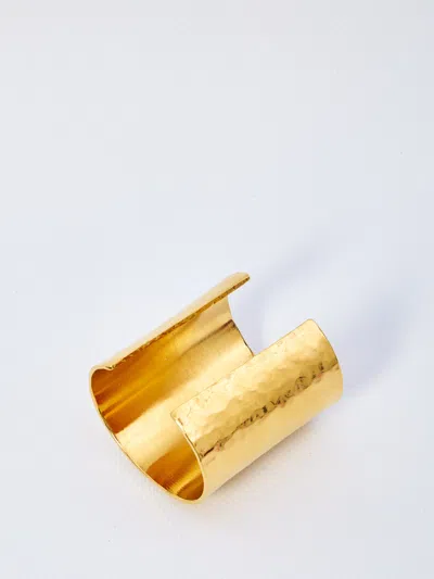 Saint Laurent Hammered Cuff Bracelet For Women In Gold
