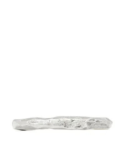 Saint Laurent Hammered-effect Bangle In Silver
