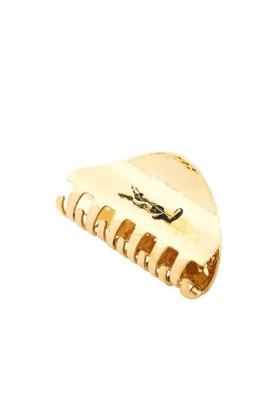 Saint Laurent Hammered Hair Clip In Gold