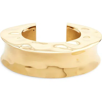 Saint Laurent Hammered Organic Wavy Cuff Bracelet In Gold