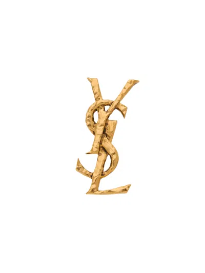 Saint Laurent Hammered Single Earring - 4 Cm In Gold