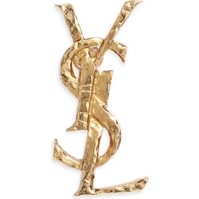 Saint Laurent Hammered Ysl Single Clip-on Earring In Gold