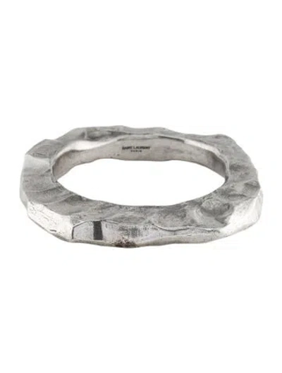 Pre-owned Saint Laurent Hammered-effect Bangle Bracelet, 8" In Multi