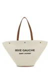 Saint Laurent Woman Sand Canvas Rive Gauche Shopping Bag In Beige O Tan